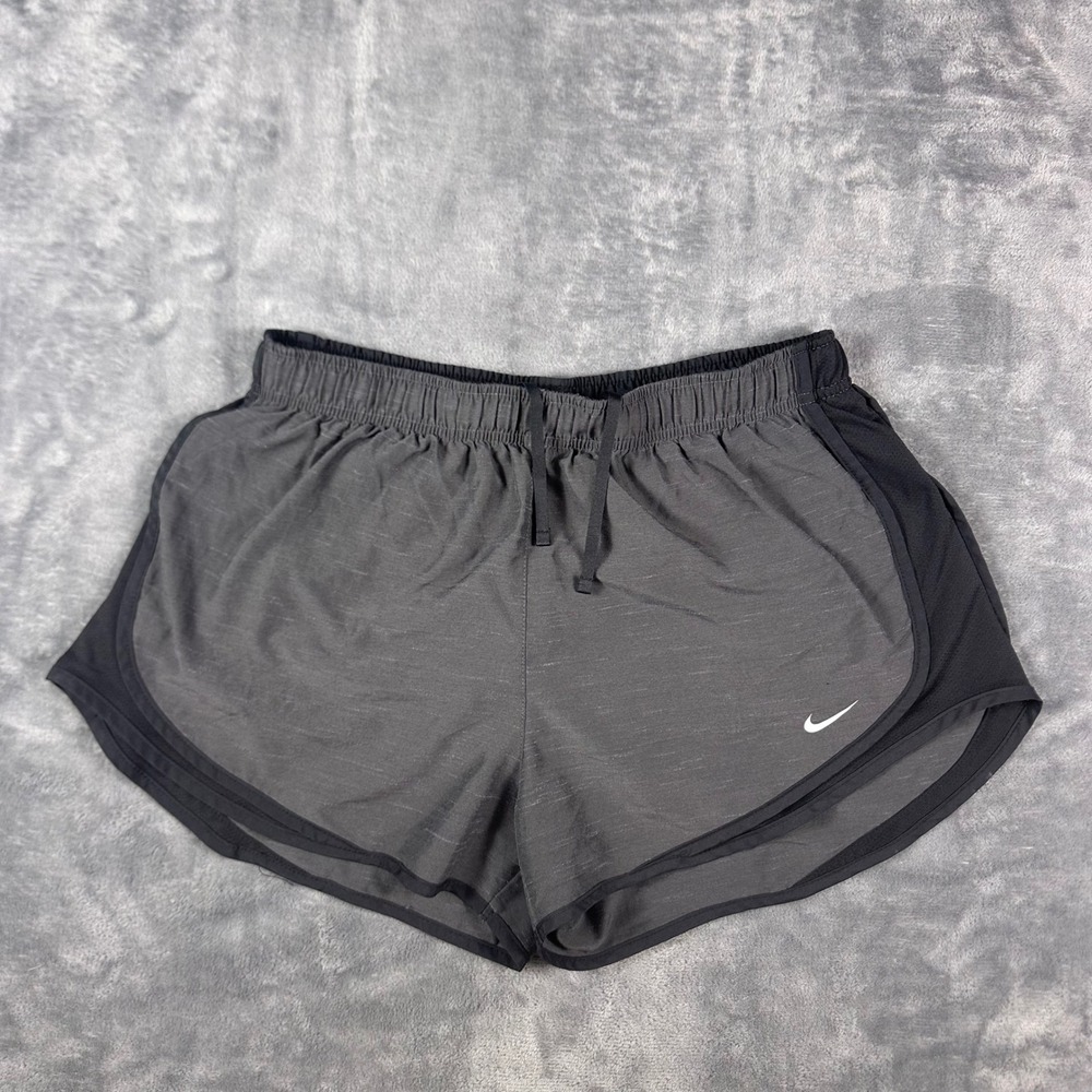 Nike Dri-FIT Womens Running Shorts Gray Black Mesh Athletic Size Large 0223
